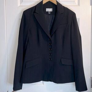 LOUBEN 🇨🇦 vintage long Blazer women’s 12 TALL black on black delicate stripes